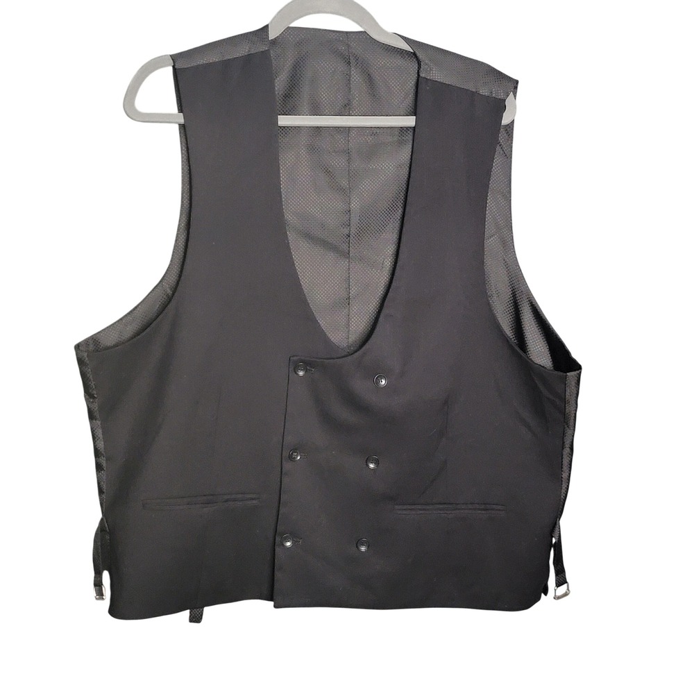 Unbranded Vest Mens 2XL Black Double Breasted Formal Waistcoat Cinch Back